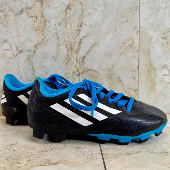 Adidas Kid's Conquisto FG J Firm Ground Boots Black/Blue - Size 2.5 - Picture 8 of 12